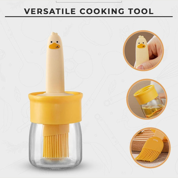 Cute Duck Oil Dispenser with in built Brush(Buy 1 Get 1 Free)