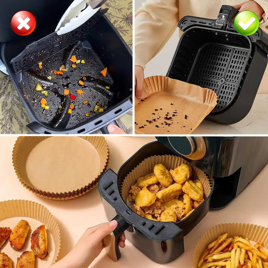 Air Fryer & Oven Liners – 100 Disposable Food-Grade Oil-Proof Non-Stick Parchment Sheets