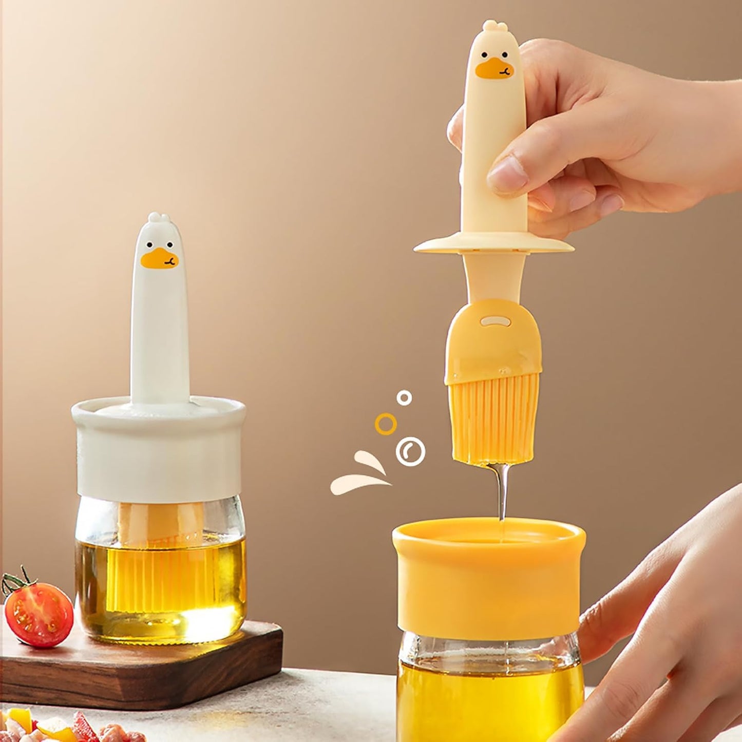 Cute Duck Oil Dispenser with in built Brush(Buy 1 Get 1 Free)