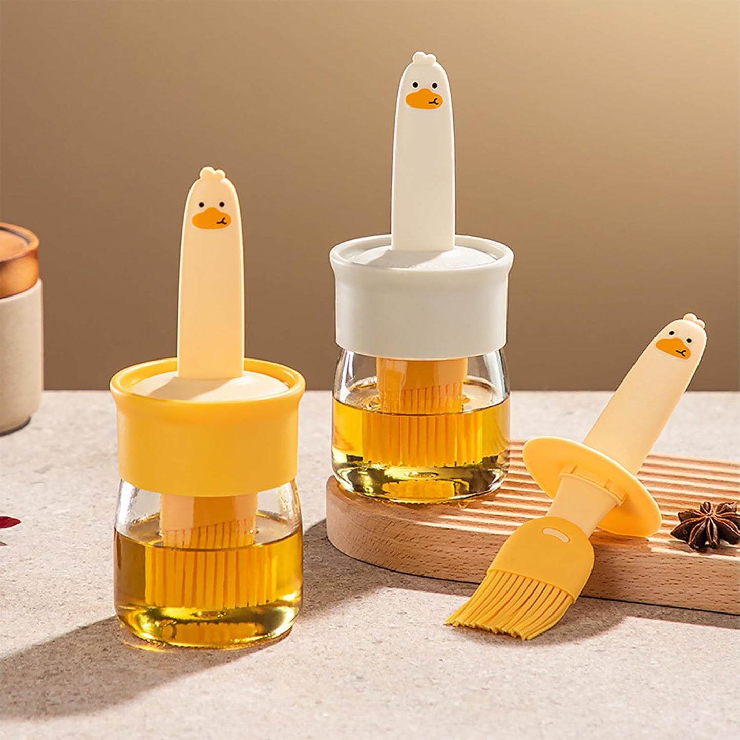 Cute Duck Oil Dispenser with in built Brush(Buy 1 Get 1 Free)
