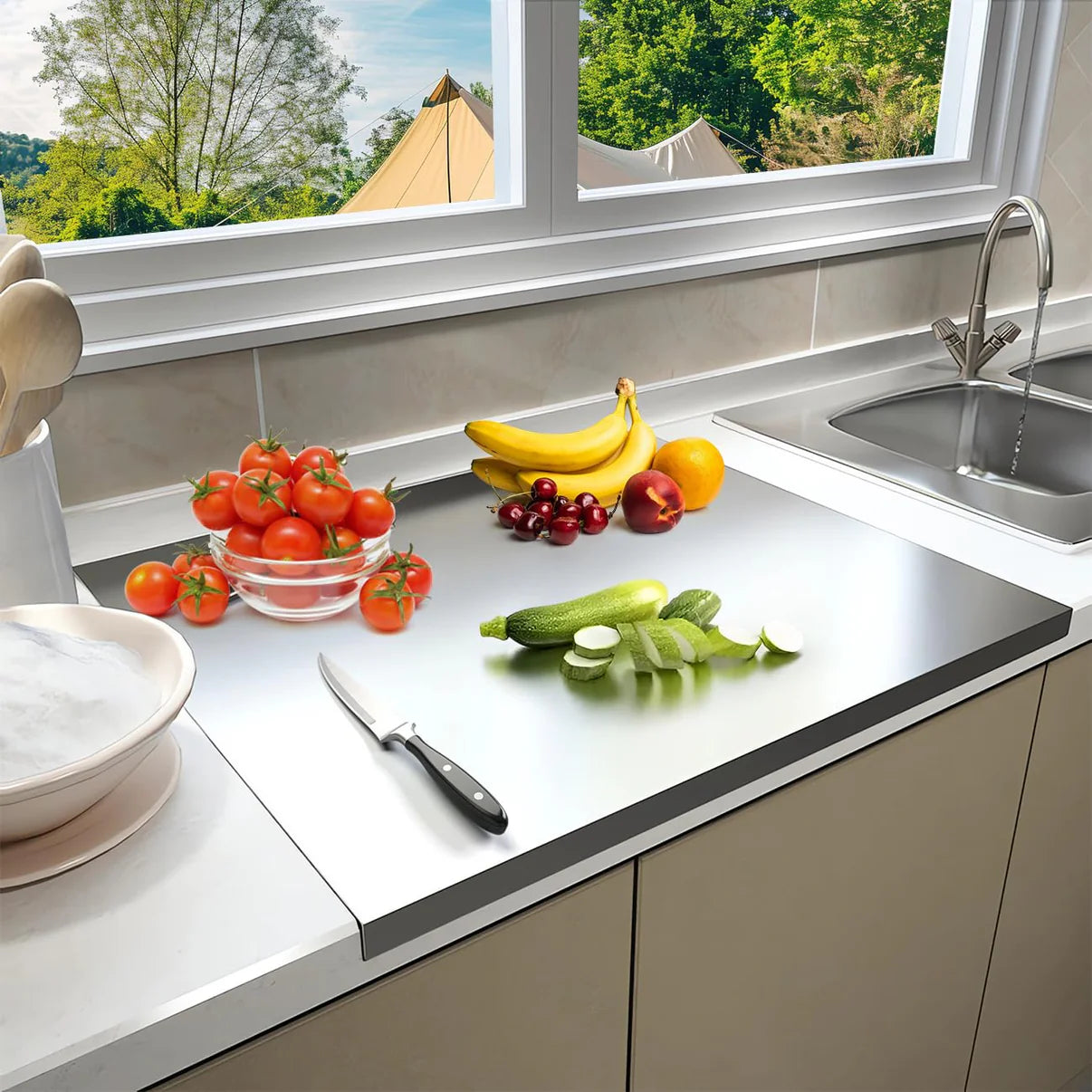 Large Countertop Stainless Steel Chopping Board for Kitchen(41*31cm)