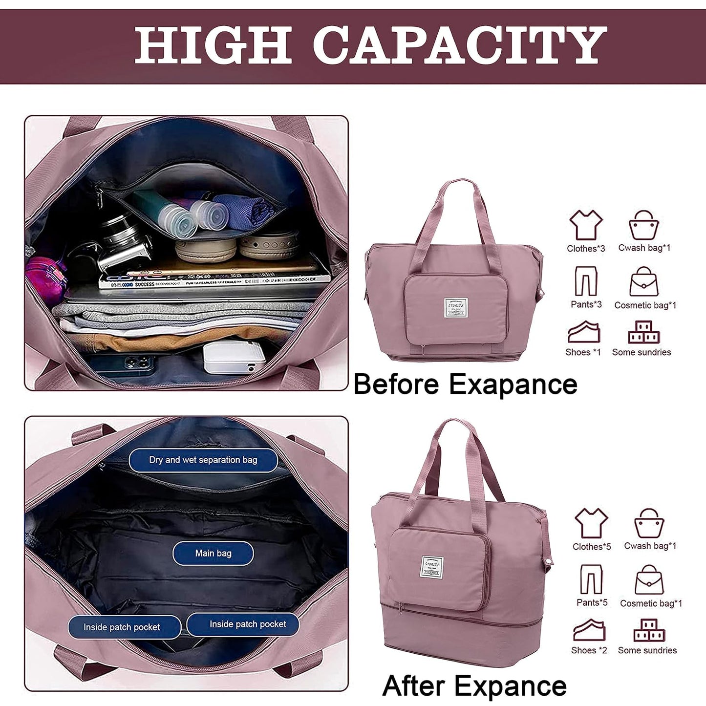 Waterproof Foldable Travel Duffle Bag with Pocket(Buy 1 Get 1)